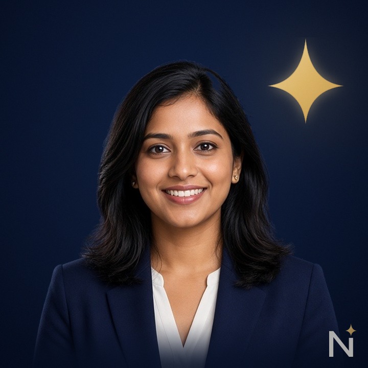 AI-generated portrait of Kavya, Bank News Analyst (AI analyst)